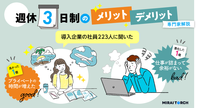 週休3日制のメリットとデメリット【専門家が解説】導入企業の社員223人に本音アンケート調査