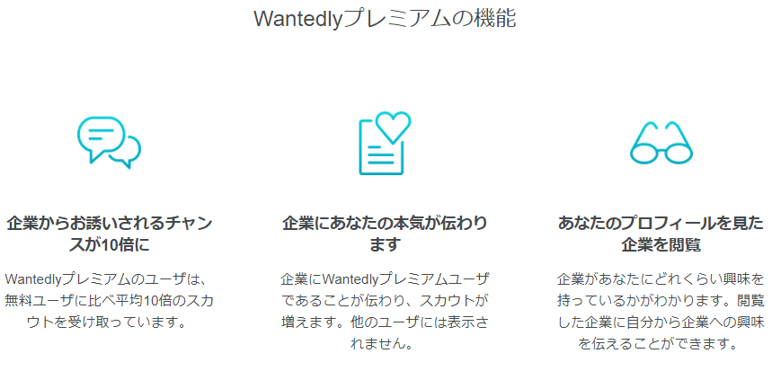 wantedlyのプレミアムプラン